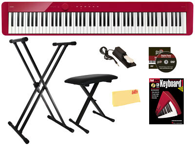 Casio PX-S1100 Privia Slim Digital Piano - Red w/ Adjustable