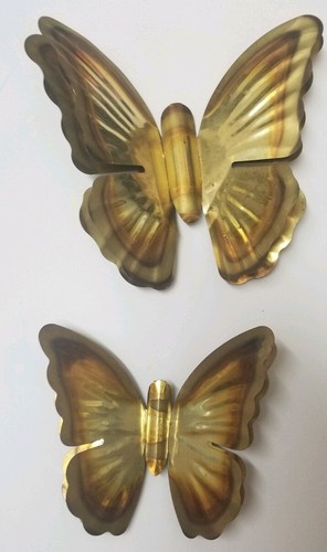 Vintage Set Of 5 HOME INTERIORS Gold-Copper colored Butterflies Wall hung Boho