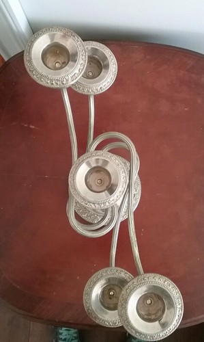 Vintage Antique Pr Silver Plate Weighted 5 Candlestick Holder Ornate Adjustable