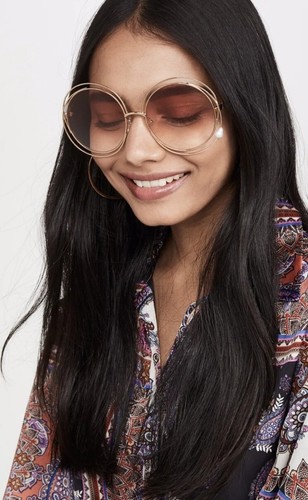 【美品】Chloe CARLINA Sunglasses GOLD BLUE Chloe Sunglasses CARLINA CH0045S 006