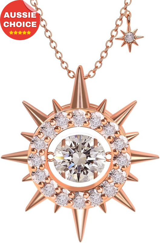 Ladies Moissanite Pendant Necklace Lab Created Diamond Rose Gold Jewelry Gift