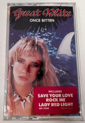 Once Bitten by Great White Cassette Tape SEALED 1987 New Old Stock Hype Sticker
