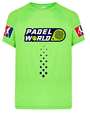 T-Shirt Padel World 4 Nome Personalizzabile Arancio Fluo Verde Fluo o Bianca