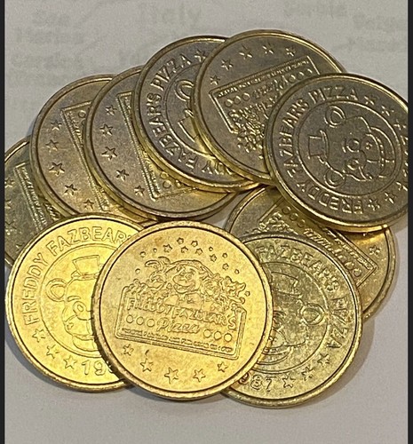 10 FIVE NIGHTS AT FREDDY'S FNAF TOKEN COINS Party Favor BRASS