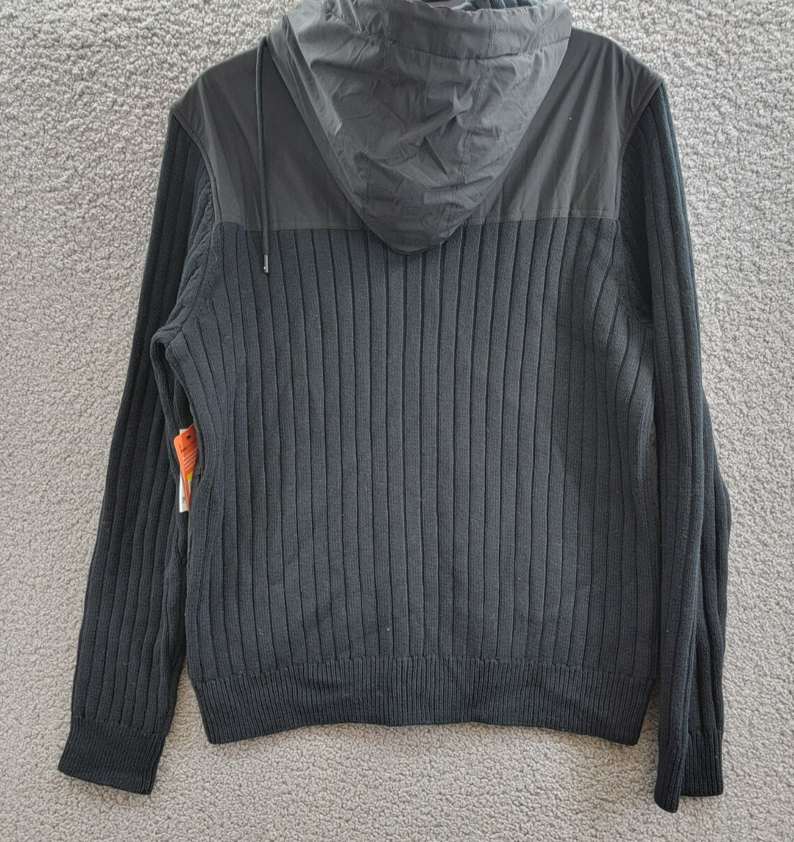 BASS OUTDOOR Mixed Media Zip-Front Hooded Sweater Jacket Men's M Black Pockets - Picture 11 of 17