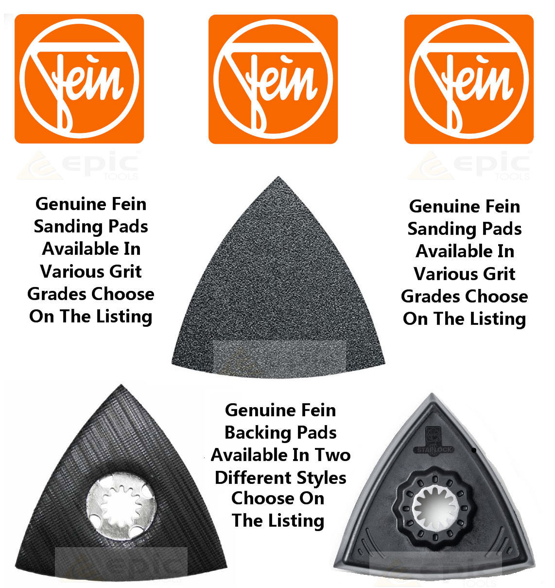 Genuine Fein Multi Tool Sanding Pads 50 Pack All Grades Available or Backing Pad