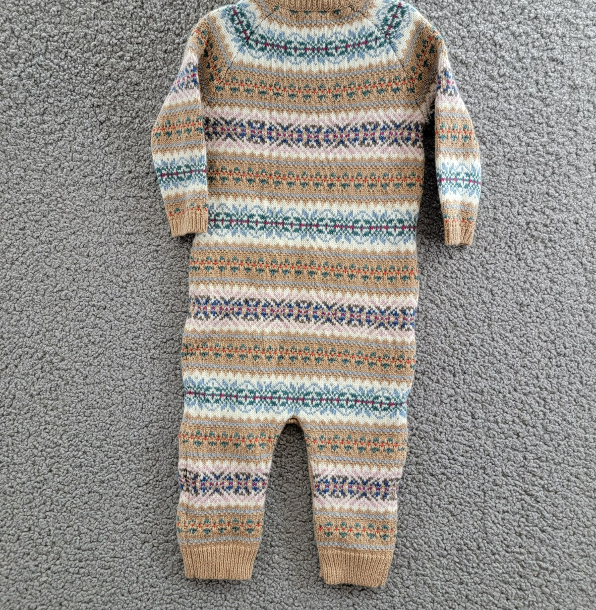 Ralph Lauren Fair Isle Wool Blend Sweater Coveralls Baby Boys' 9-12M Khaki Multi - Picture 12 of 18