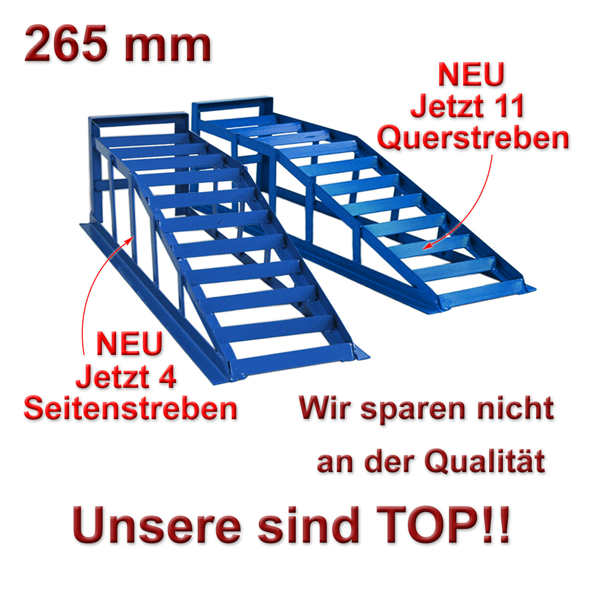 Auffahrrampe Rampe PKW 2 x blau bis 265er Räder extra breit 2000 kg pro Paar