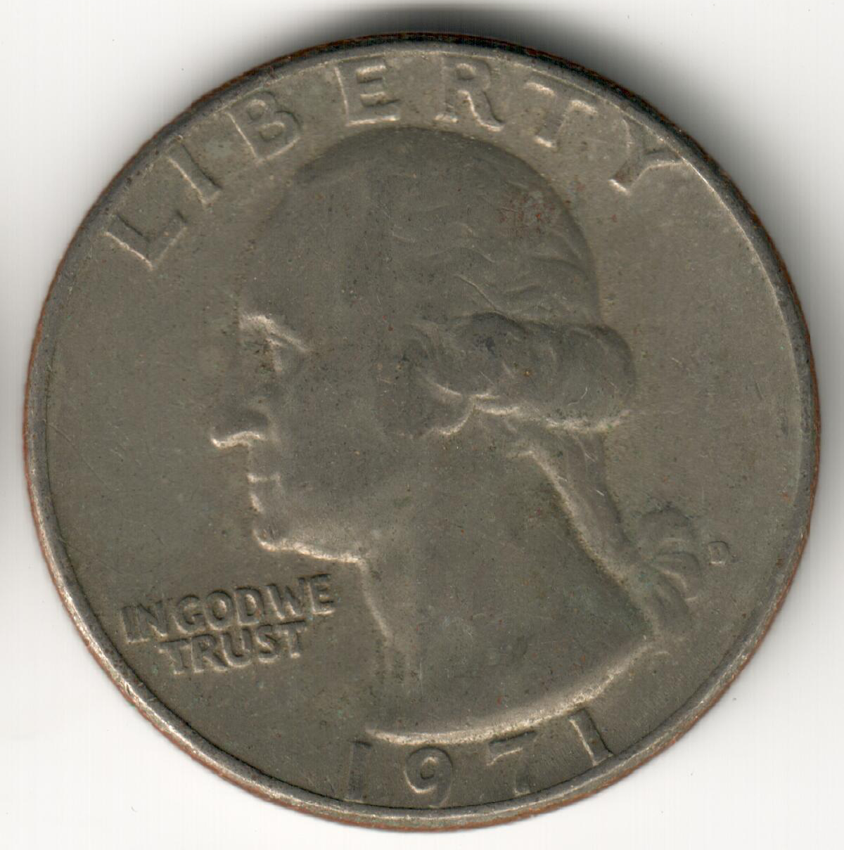 女性に人気！ - Dollar ¼ Washington - 1971D - USA Heraldic #9615 - Eagle ビカクシダ