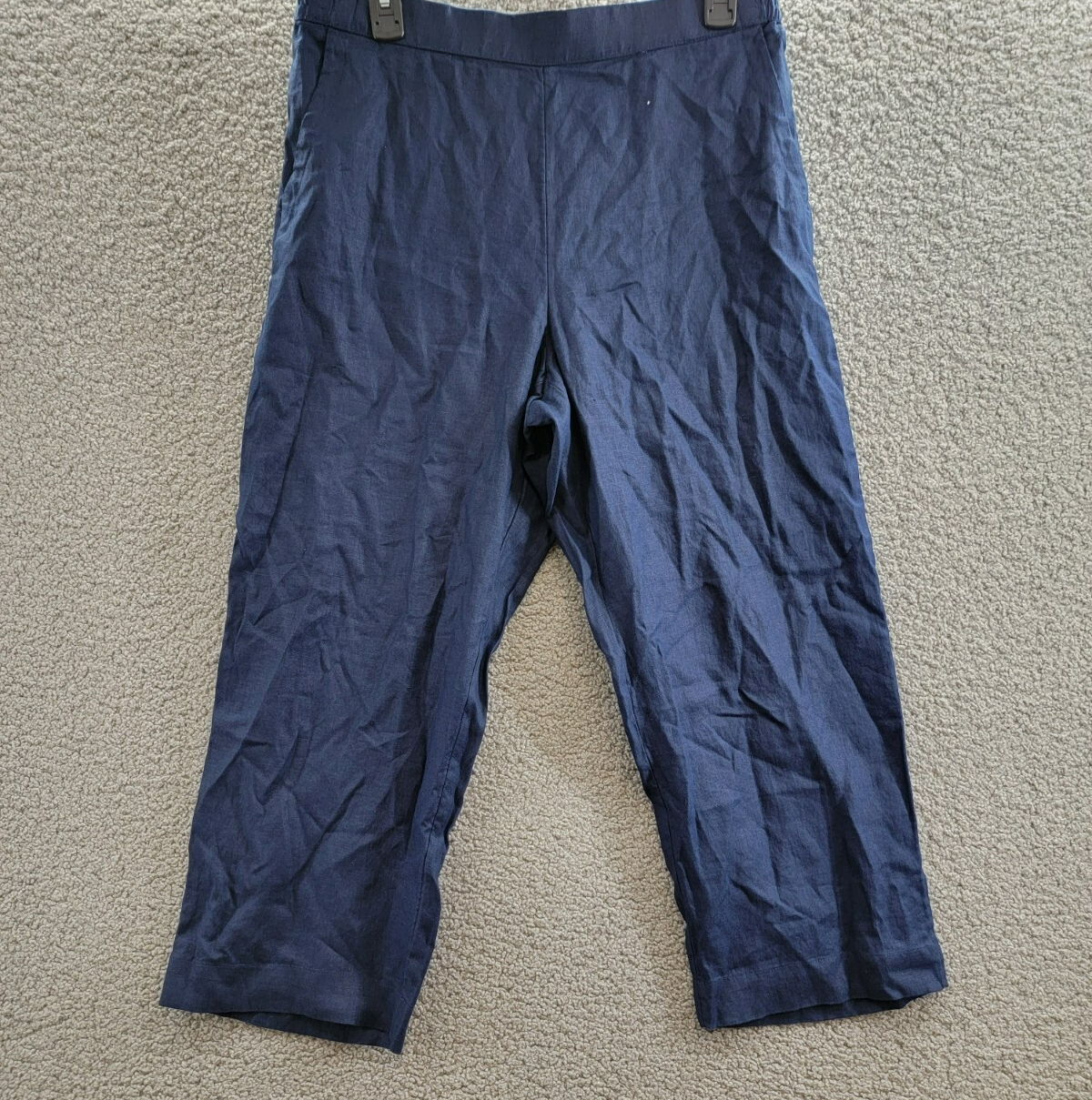 Charter Club Linen Solid Cropped Pull-On Pants Women's M Intrepid Blue Solid - Picture 2 of 17