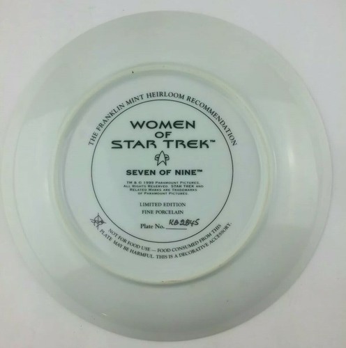 Franklin Mint Heirloom Women Of Star Trek Seven Of Nine Limited Edition Plate