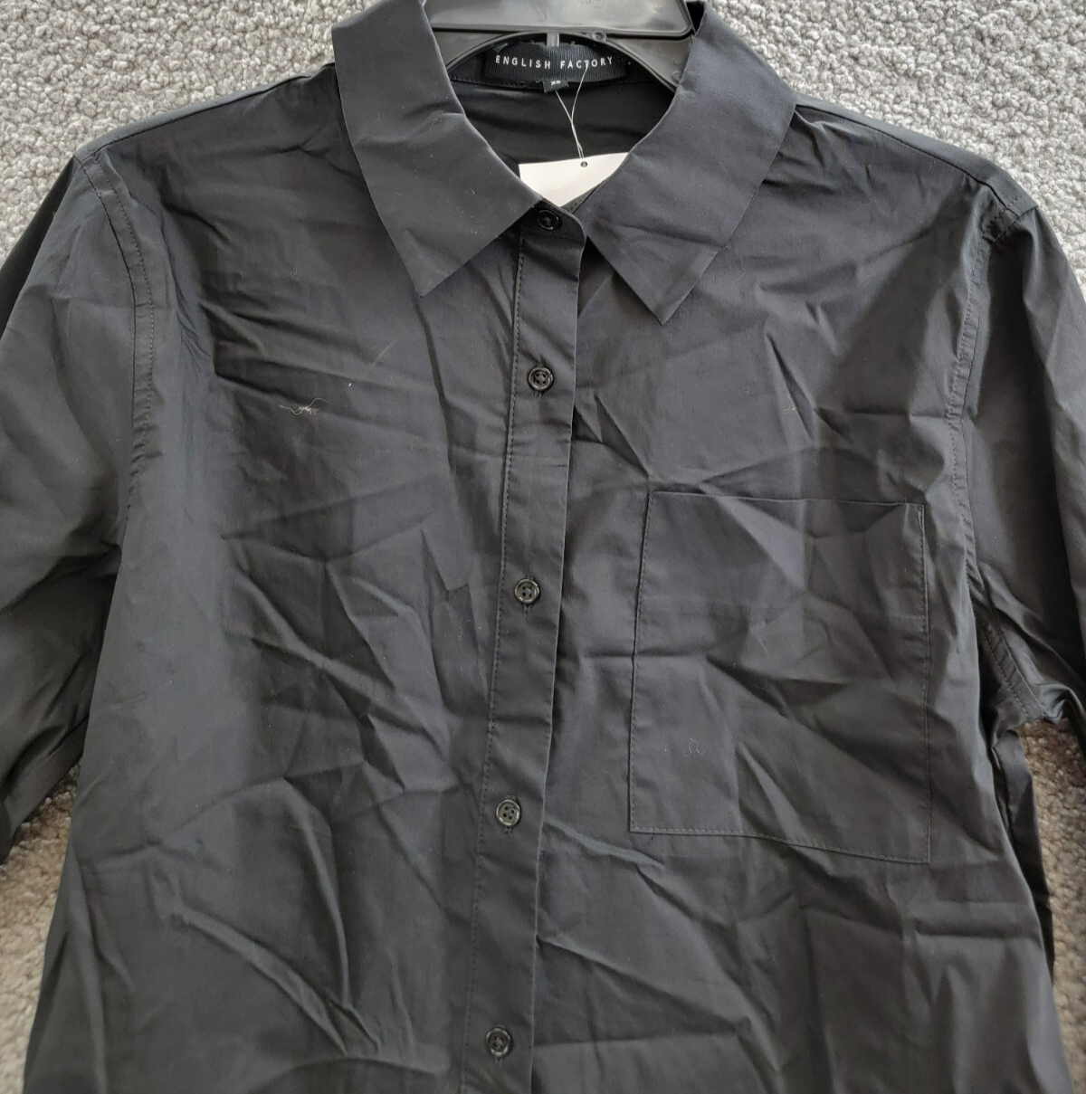 English Factory Feather Pointed Shirt Women's XS Black Button Front Closure L/S - Picture 3 of 15