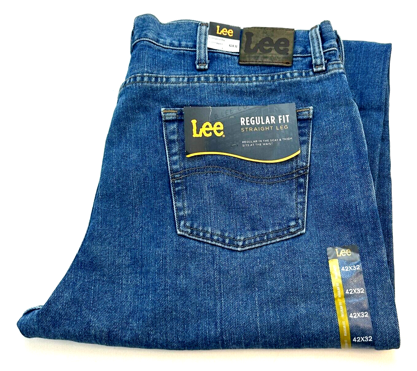 Lee Regular Fit Straight Leg Mens Jeans Size W42 L32 Pepper Stone New
