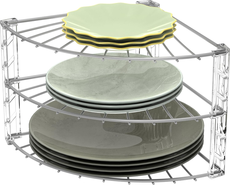 3-Tier Corner Plate Rack Counter Shelf, Silver