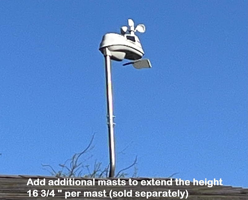 Outdoor Antenna/Weather Station Adjustable Mounting Pole with Extension Universa