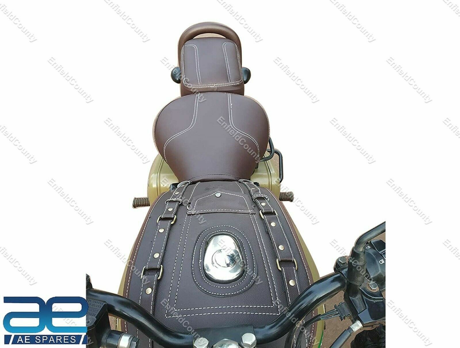 Tank Cover Faux Leather Brown For Royal Enfield Classic 350 500 Bullet Std 