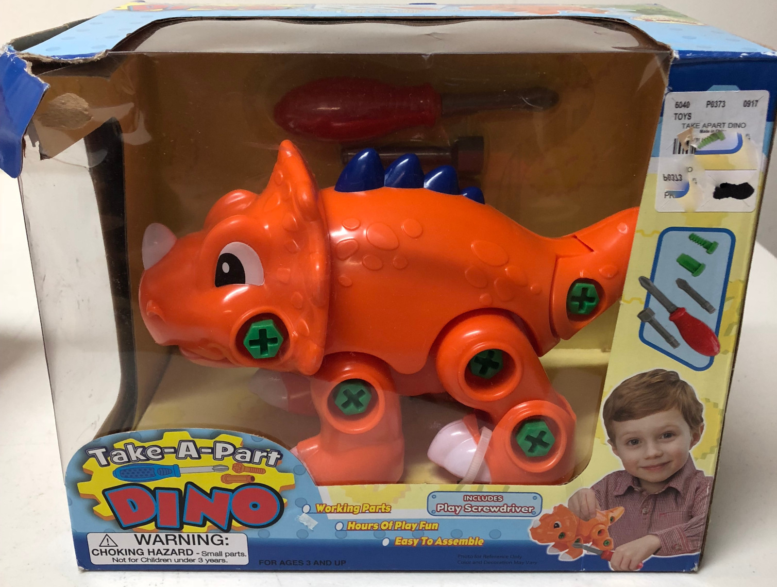 NIB Triceratops Take-A-Part DINO Toy Dinosaur Take Apart Toy with Tools Orange