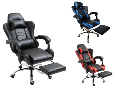 Gaming Chair Gaming Stuhl Bürostuhl Racing Chair Chefsessel mit Fußstütze #8059