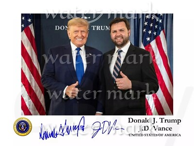 Foto Firmata Reprint Di Donald Trump E J.D.Vance 8"X11". #28