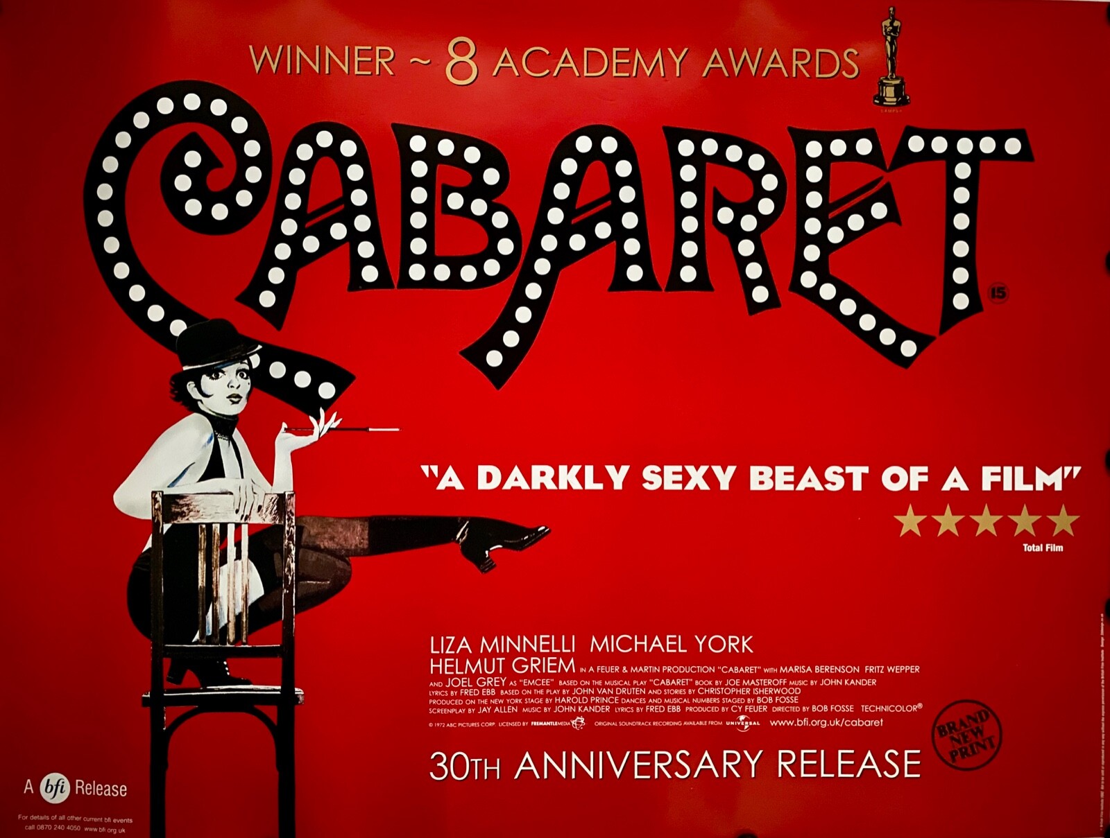 CABARET ORIGINAL BFI BRITISH QUAD FILM POSTER 30TH ANNIV RE
