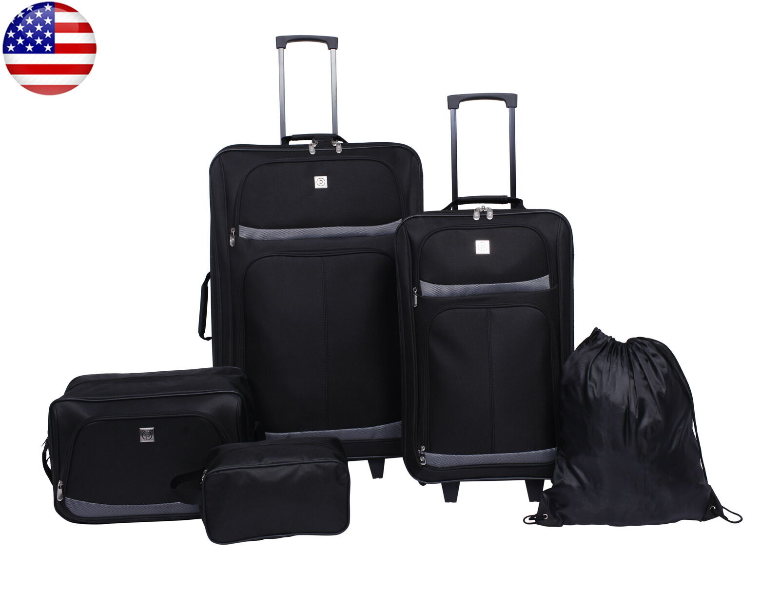 5 Piece Luggage 2 Inline Skateboard Wheels Sturdy Handles Easy Transportation