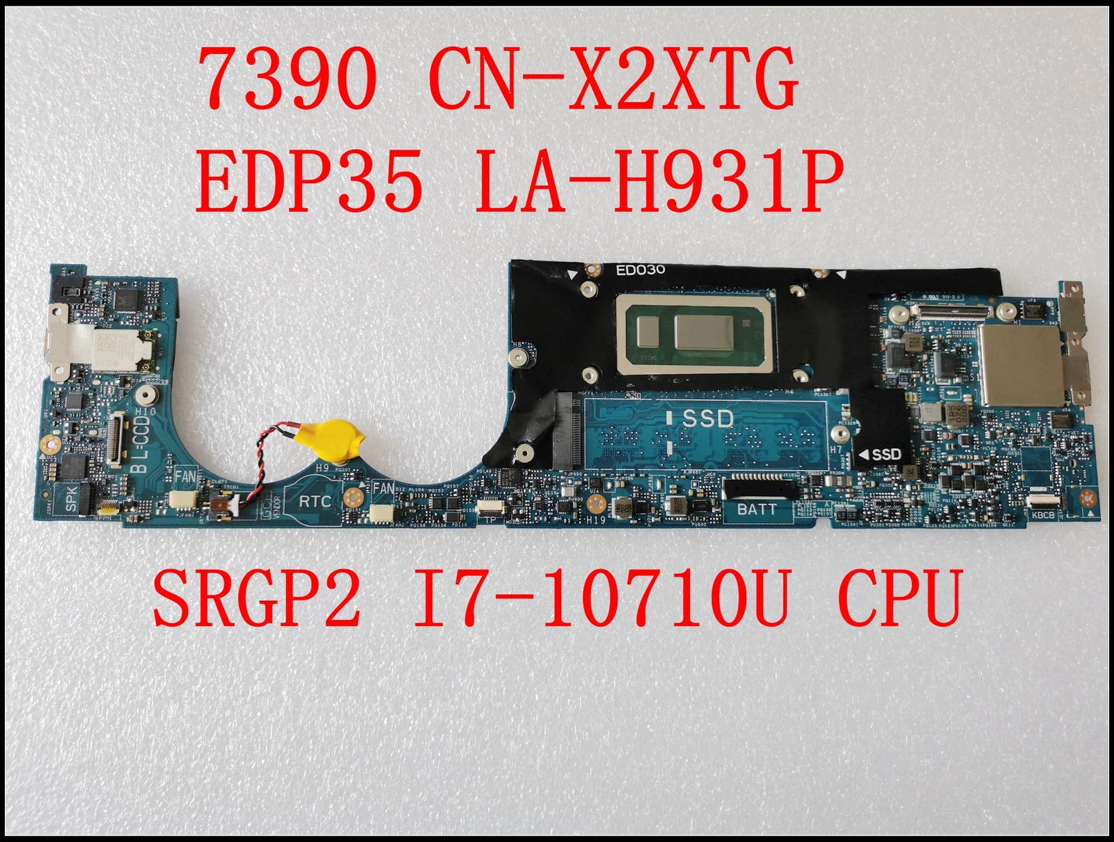 Motherboard For DELL XPS 7390 LA-H931P i7-10710U CPU CN