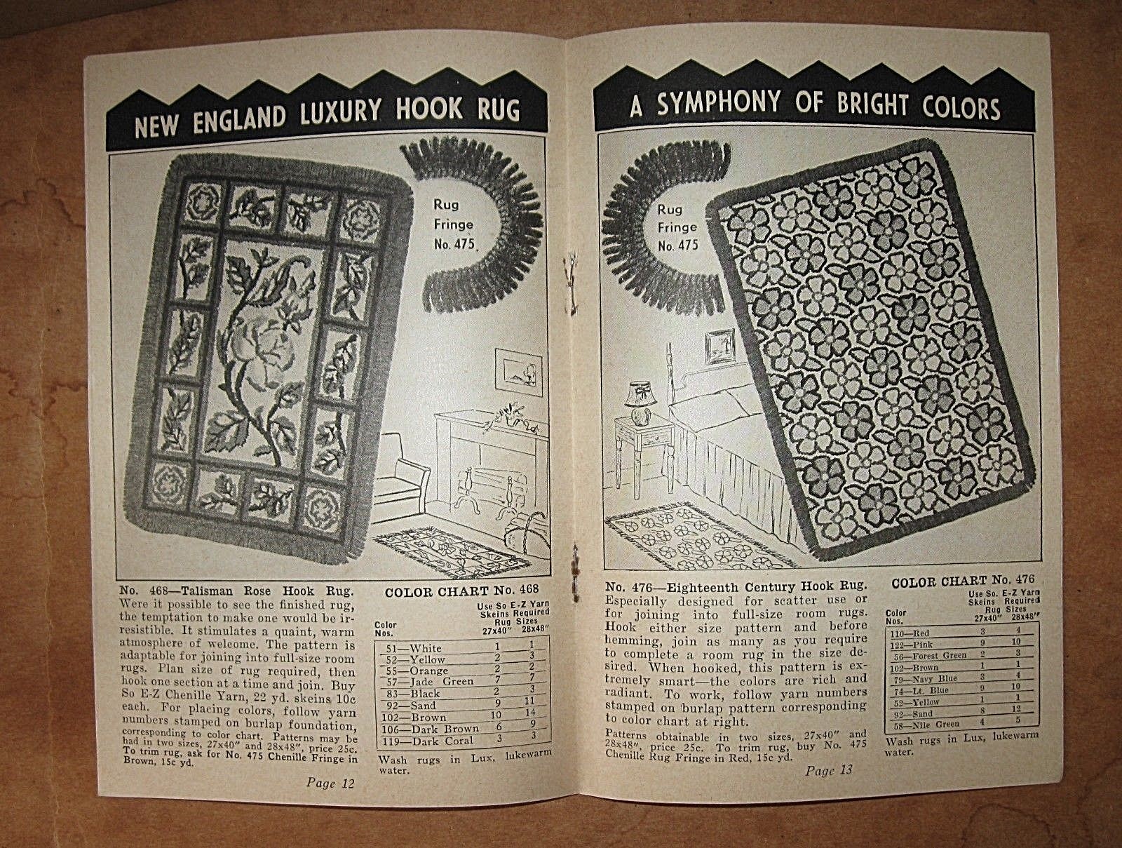 Vintage 1941 Fixler WONDER ART Crochet Hook Rug Pattern CATALOG