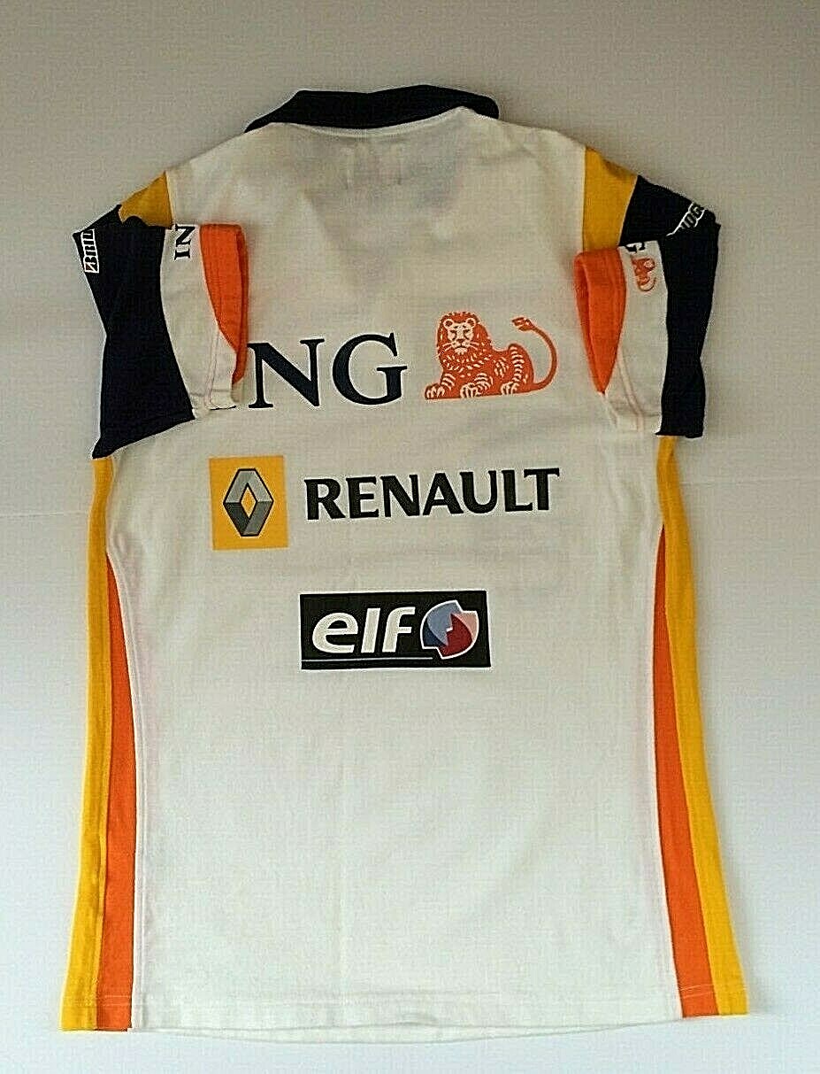 ING Renault F1 Team Mens Polo Golf Shirt Small White Logo Print Official Product