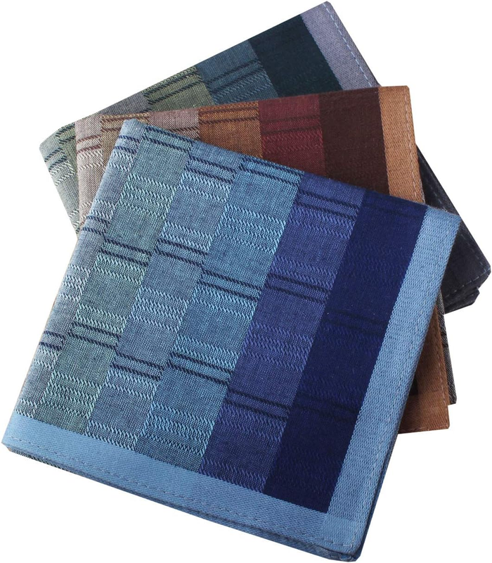 Mens Luxury 100% Cotton Handkerchiefs Plaid Pack