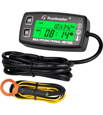 Yooreal Digital Tach Hour Meter,Small Engine Temperature Gauge,Backlit... 