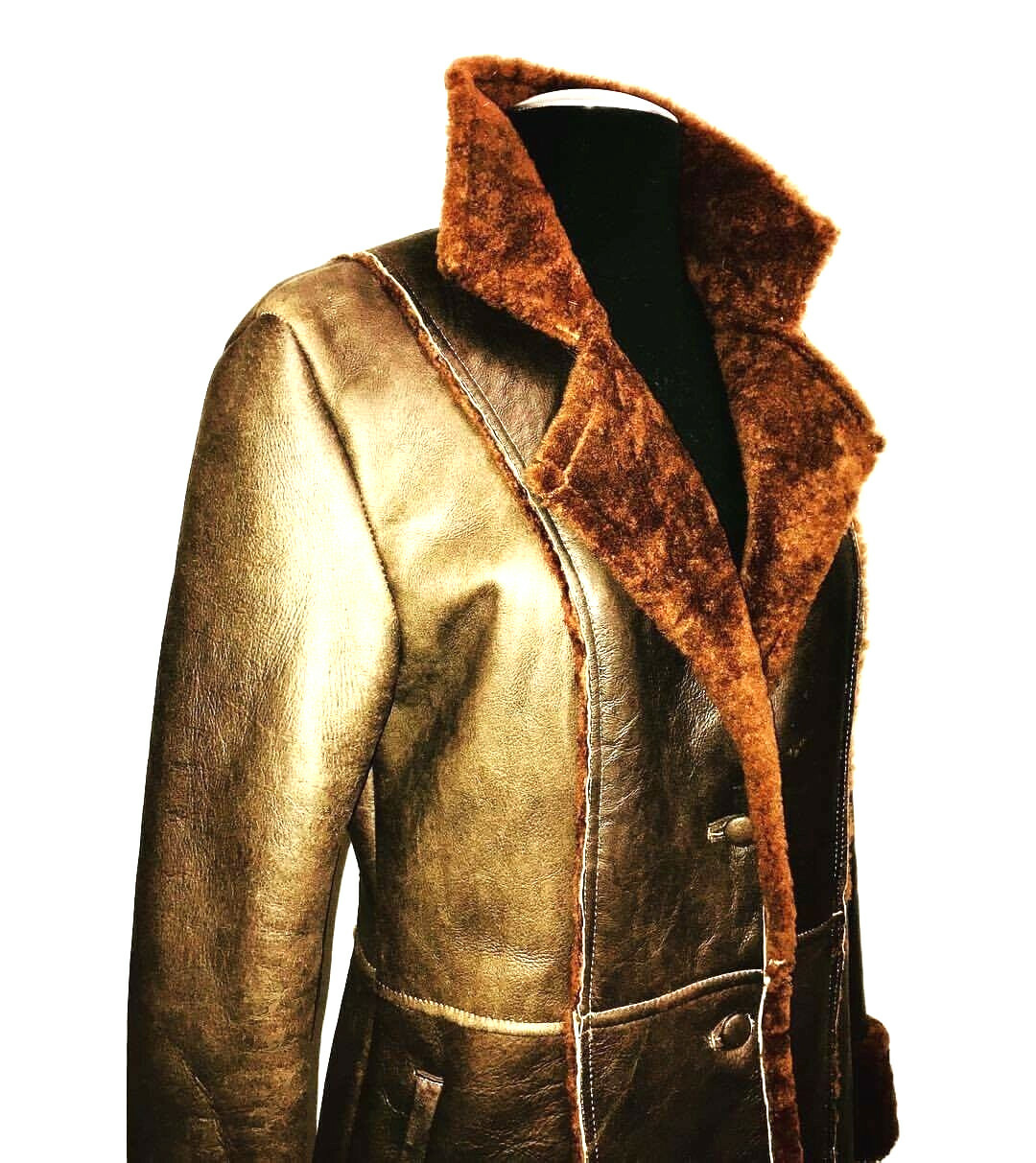 Pre-owned Luxor Leathers And Furs Shearling Fitted Coat Gorgeous Quality Unique / Luxor Leather And Furs In Brown