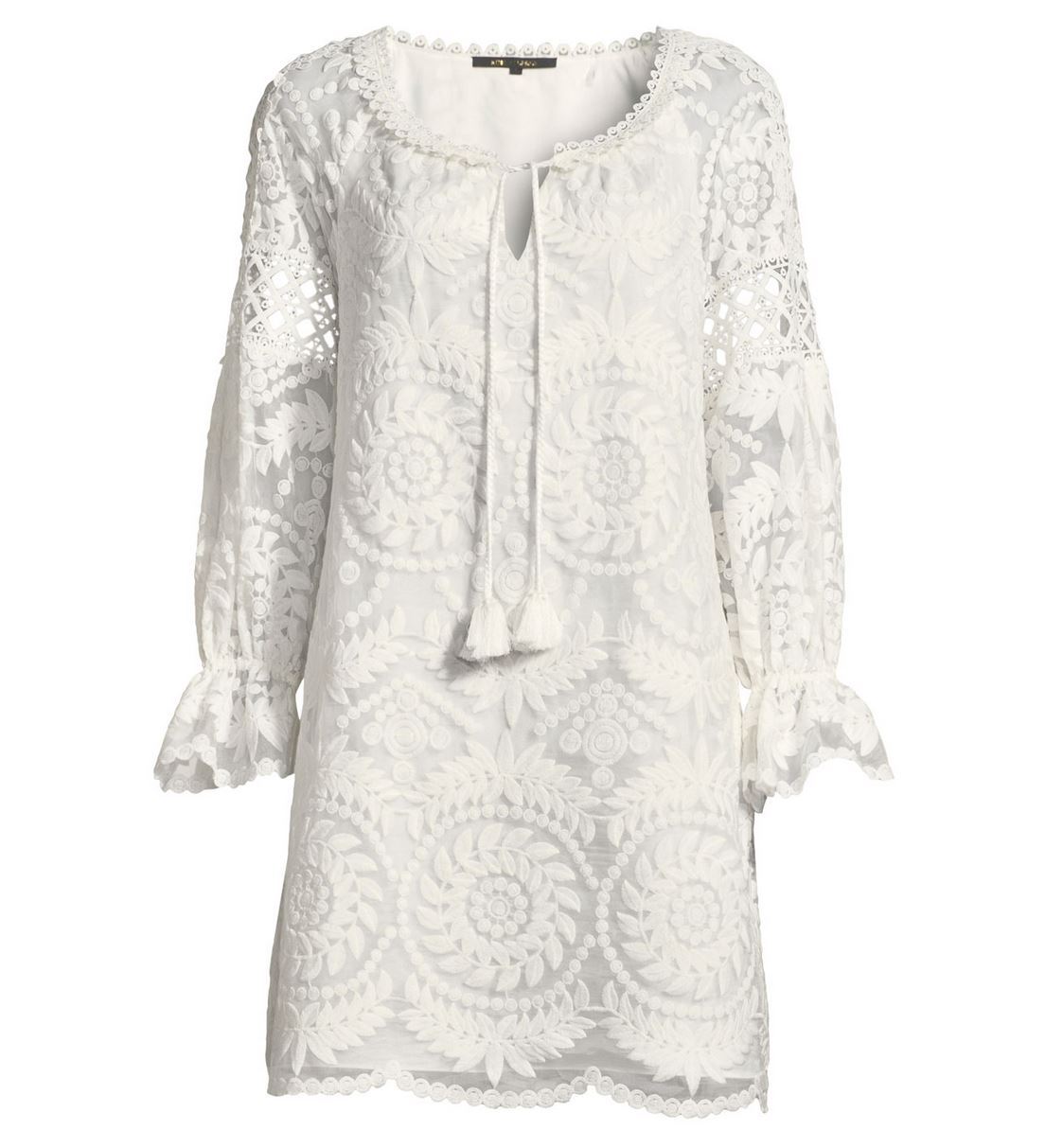 Pre-owned Kobi Halperin $600  Lace Silk Tunic Dress White Xs/s/m/l Absolutely Gorgeous