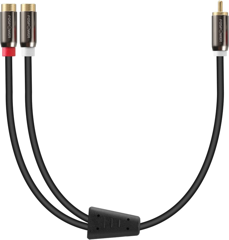 RCA Y Adapter 1 Male to 2 Female Stereo Audio Subwoofer Cable Gold Plated 8In