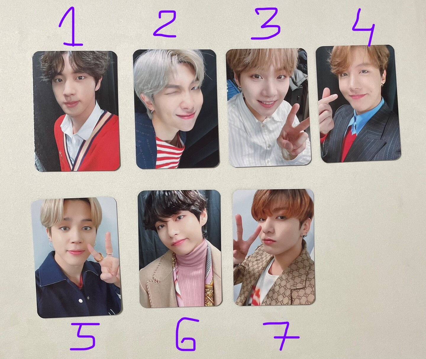 BTS トレカ　jin suga 正規品　map of the soul BTS MAP OF THE SOUL Official Photocard JIN RM SUGA J-HOPE