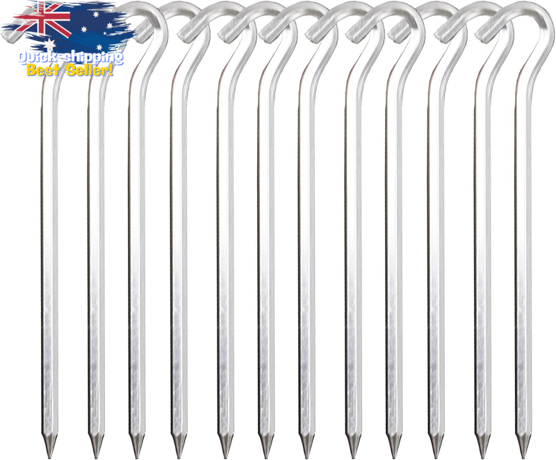7" Aluminum Tent Pegs Stakes 12 Pcs - Heavy Duty Camping Canopy Hooks