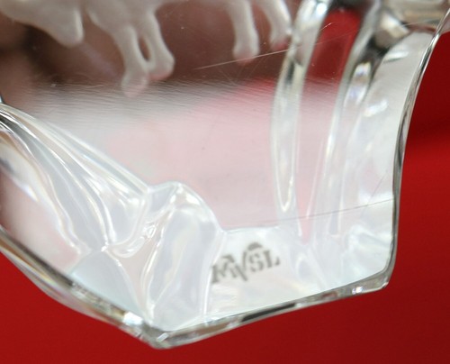 Val Saint Lambert Crystal RAM ARIES Zodiac Belgium Iceberg Paperweight