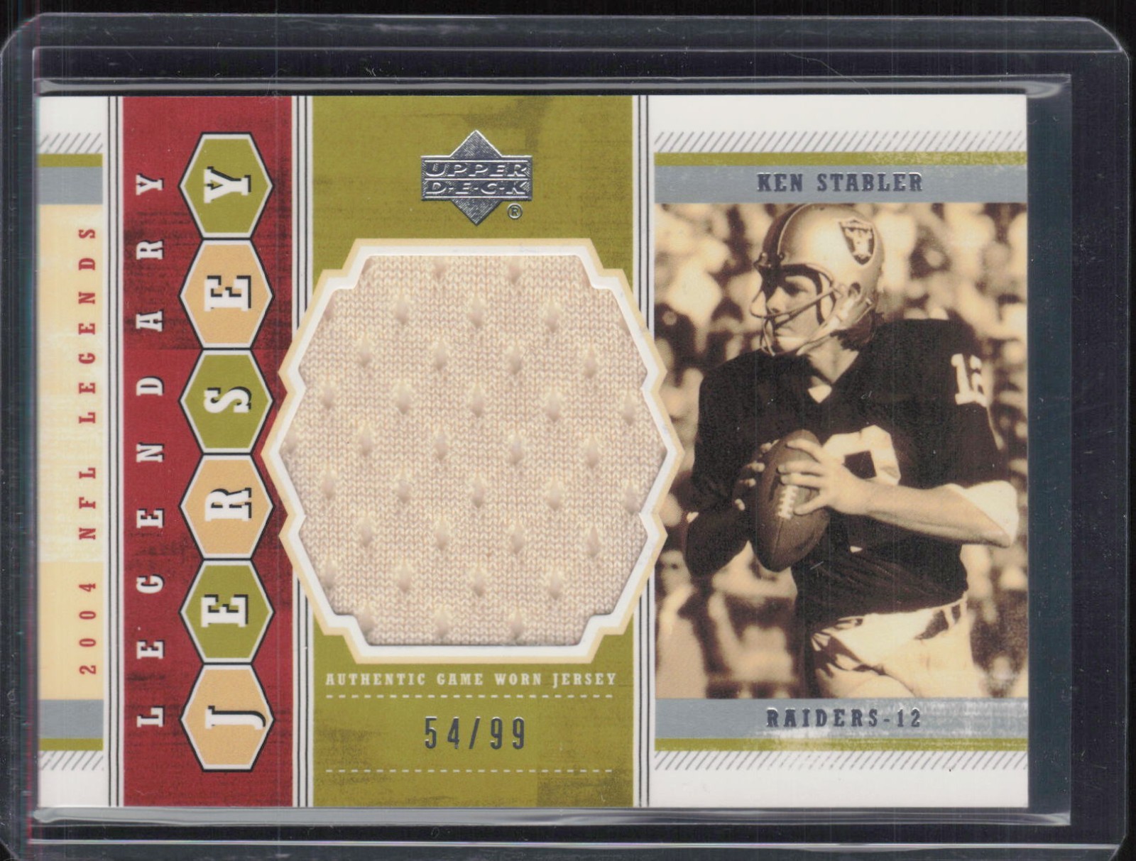 2004 Upper Deck Legends Legendary Jersey Ken Stabler 54/99 Game Worn Jersey
