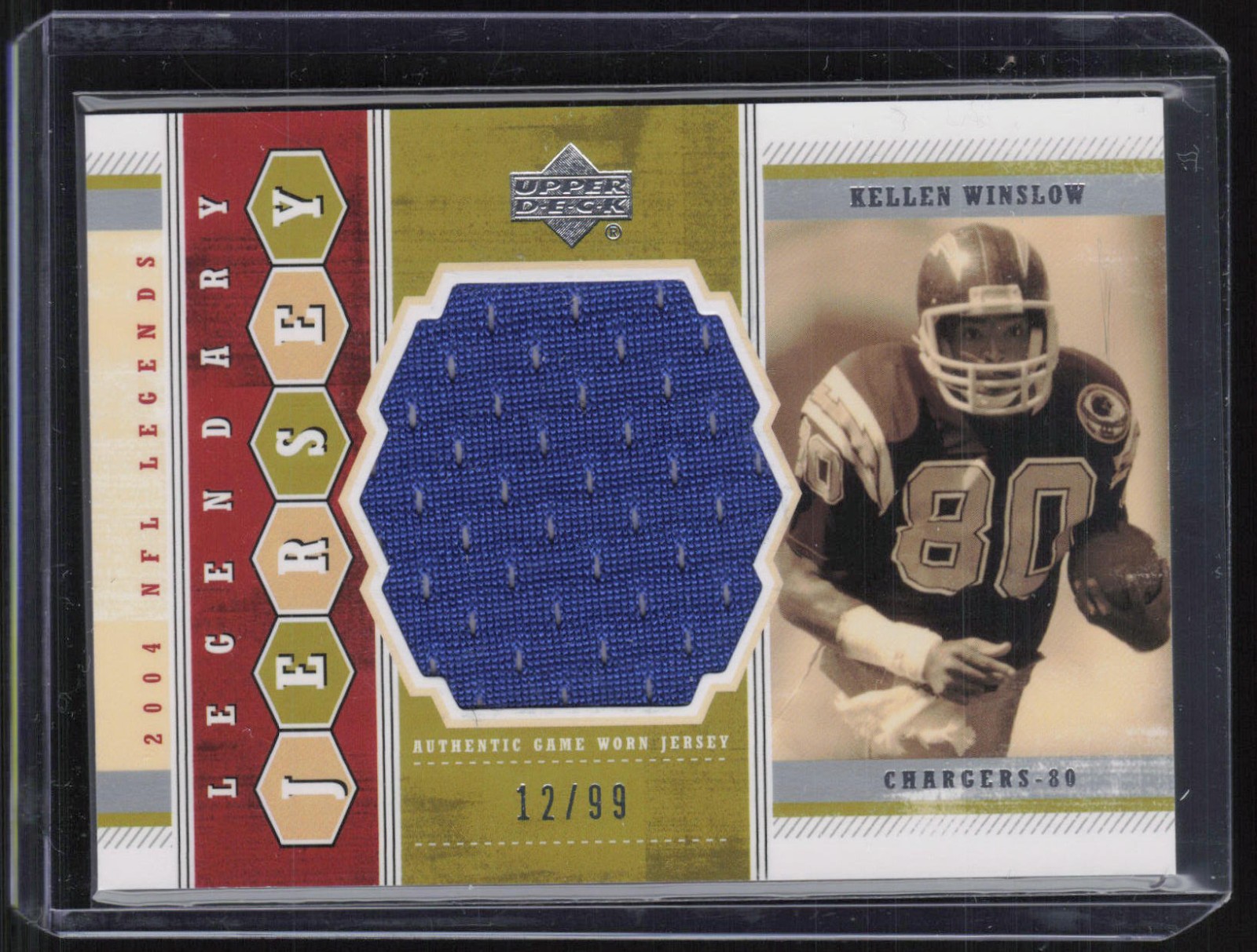 2004 Upper Deck Legends Legendary Jersey Kellen Winslow 12/99 Game Worn Jersey