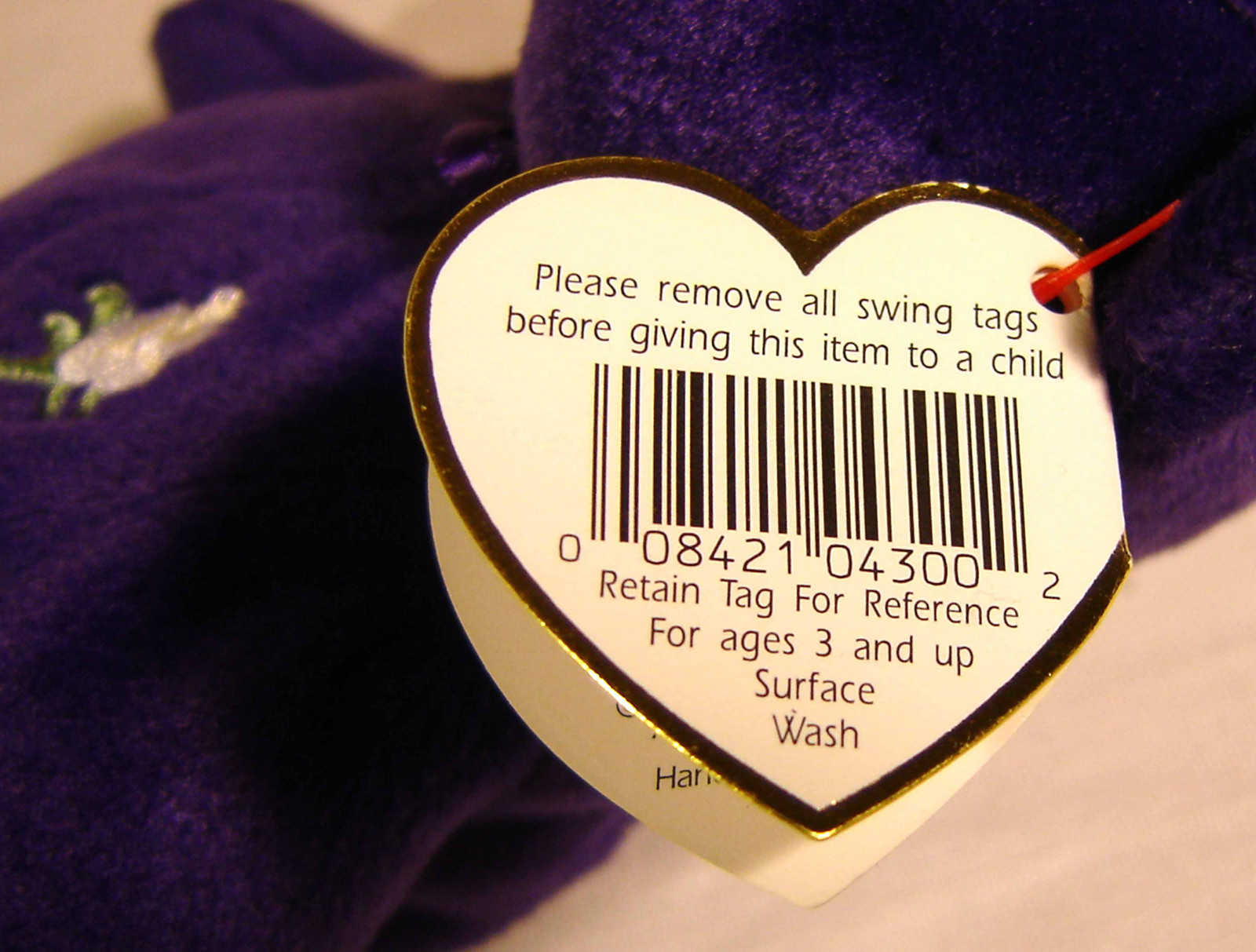 Princess Diana Ty Beanie Baby 1997 Line Space before Diana in Hang Tag