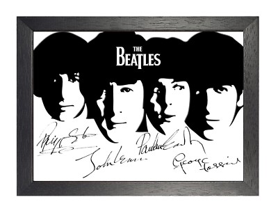 The Beatles 11 Signed Black And White Poster English Rock