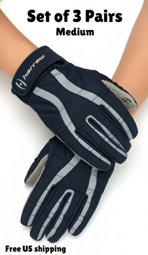 Harrow Lacrosse Gloves Rampart LAX Women's Blue Size Medium 3-Pairs