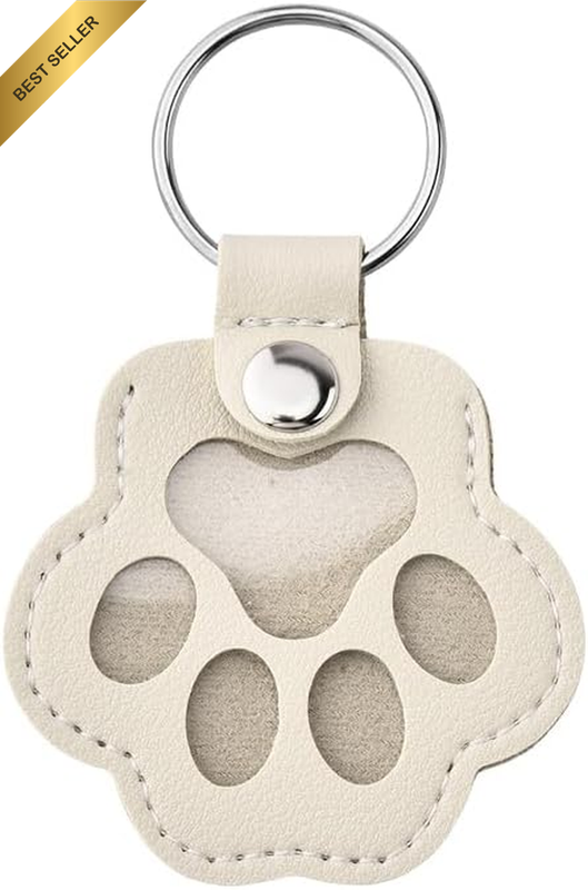 Pet Paw Print Leather Keychains for Dogs Cats Fur Hair Storage Memorial Keychain