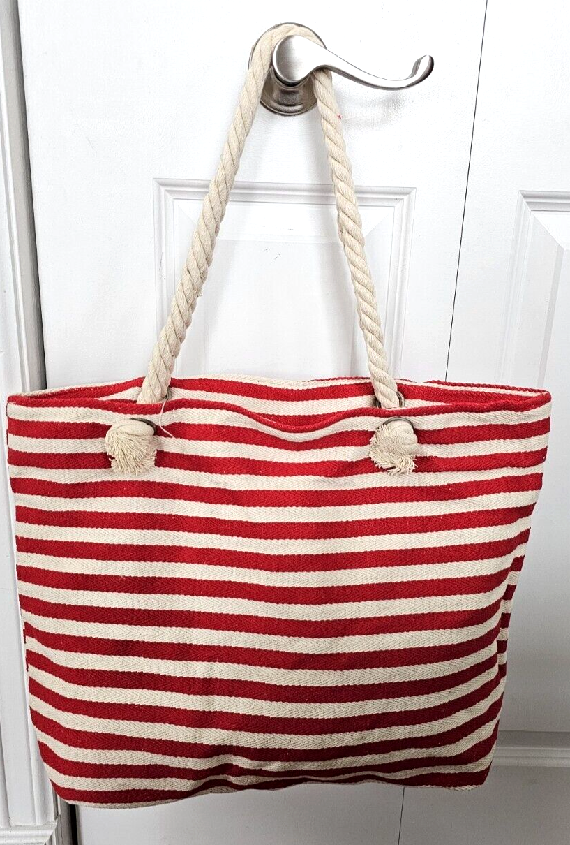 Scoop and Escape Tote（beige stripe） Scoop and Escape Large Tote
