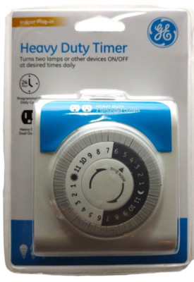 GE 24-Hour Heavy Duty Indoor Plug-in Mechanical Timer, 2 Grounded Outlets