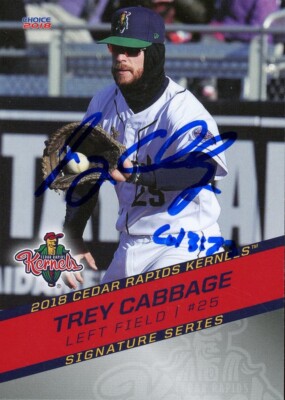 2018 Cedar Rapids Kernels TREY CABBAGE Signed Card autograph AUTO ANGELS