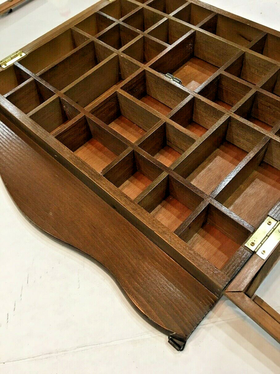 LARGE VINTAGE WOOD SHADOW BOX SHELF CUBBIES MINIATURES FOR TOYS DISPLAY