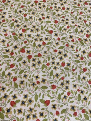 Daisy Mae Strawberries & Blossums nice cotton Fabric per yd  Poppy Cotton