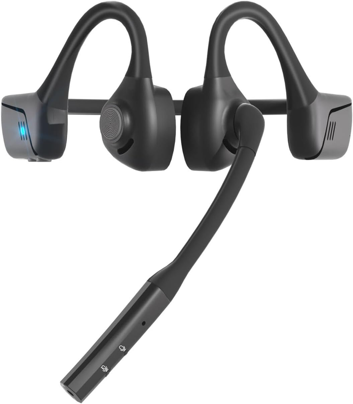 Bluetooth Headset with Microphone, Open Ear Headphones with Mic, Noise Cancelling Bluetooth Headphones for Phone Computer, Wireless Headset Multipoint Connection & Mute Button for Working-16H