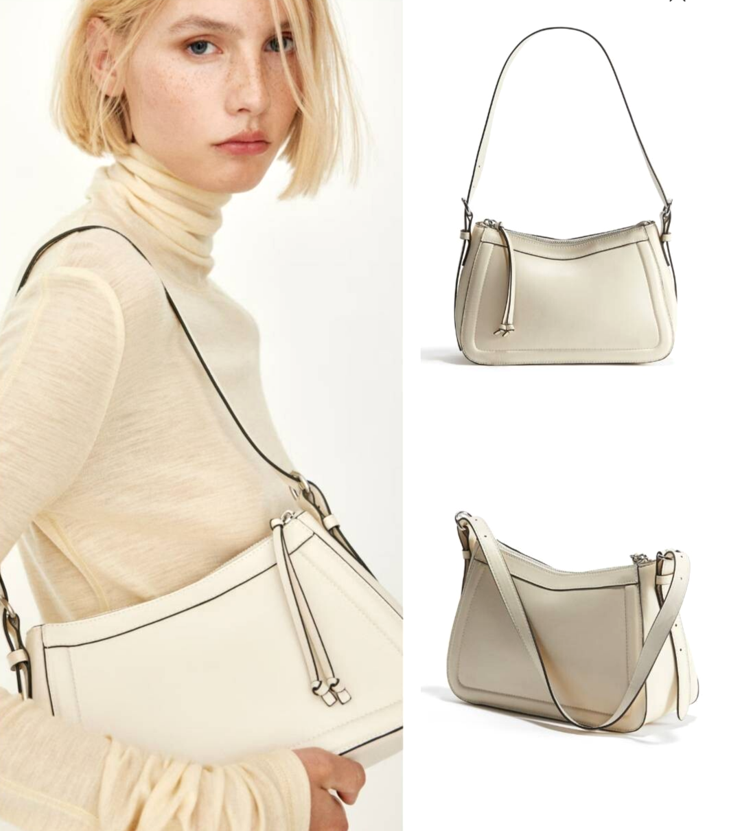 H&M Shoulder Bag ( Cream ) Metal Buckles Adjustable Shoulder