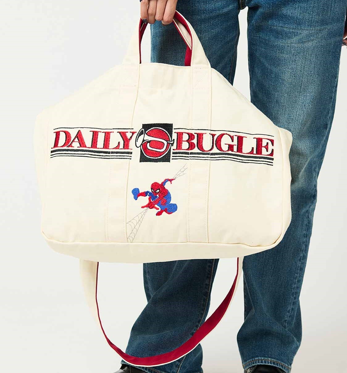 グラニフ　 BUGLE スパイダーマン 2wayトートバッグ Spiderman × graniph DAILY BUGLE 2WAY Tote Bag Ivory Japan